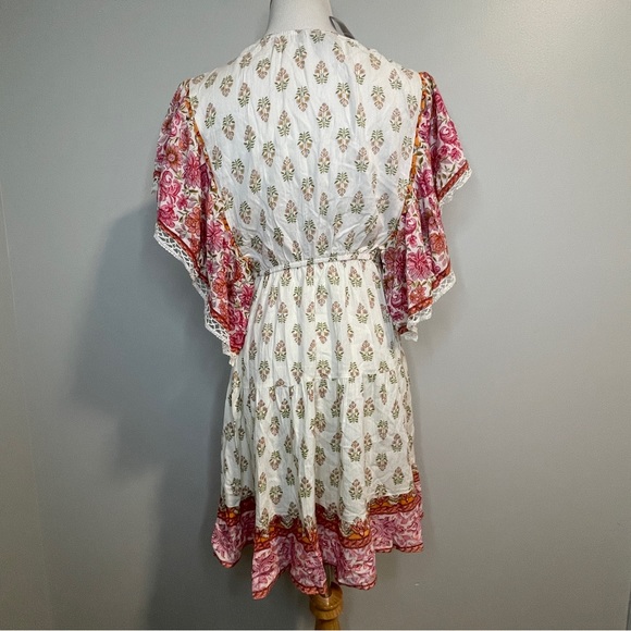 Angie Women's Border Print Dress Eggnog Small - Picture 4 of 7